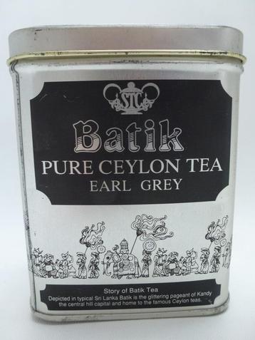 boîte en fer blanc vide Batik pur thé de Ceylan Earl Grey 20, Enlèvement ou Envoi, Utilisé, Thé, Autres marques