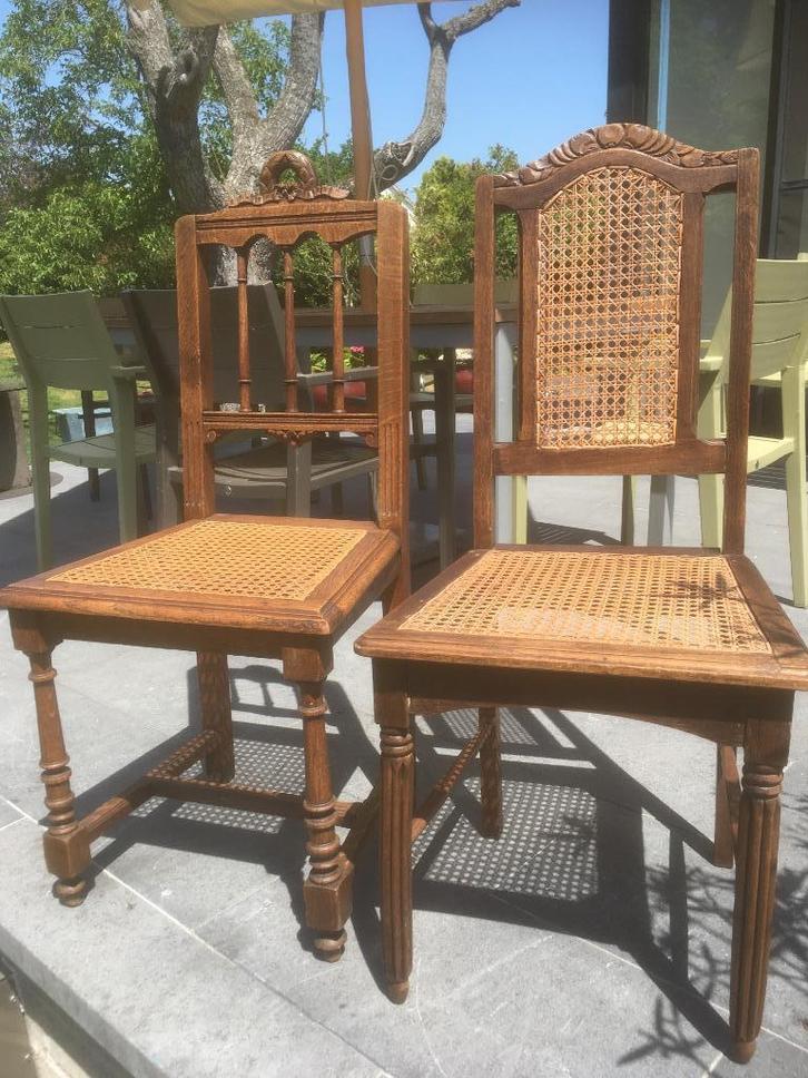 antieke eiken stoel met rietgevlochten zit, Antiek en Kunst, Antiek | Meubels | Stoelen en Sofa's, Ophalen