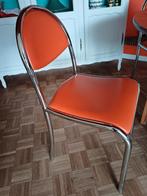 4 stoelen met chrome en oranje skay, '70 stijl, Ophalen, Gebruikt, Overige kleuren, Vier