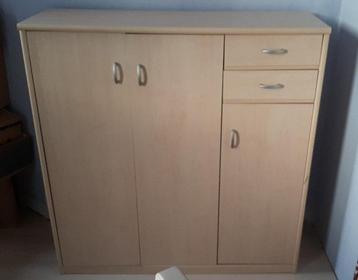 meuble 3 portes 2 tiroirs beige Ikea