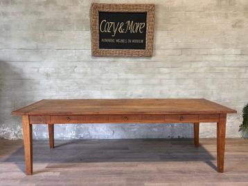 Boerentafel - 260 x 99 cm + 78 cm hoog / 3 lades beschikbaar voor biedingen