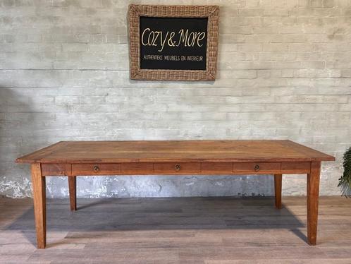 Boerentafel - 260 x 99 cm + 78 cm hoog / 3 lades, Huis en Inrichting, Tafels | Eettafels, Zo goed als nieuw, 50 tot 100 cm, 200 cm of meer