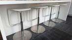 Witte barstoelen IKEA – verstelbaar (4 stuks), 4 tabourets, Enlèvement, Utilisé, Réglable en hauteur