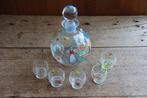 Kleine vintage handgeschilderde glazen likeurset, Antiek en Kunst, Ophalen of Verzenden