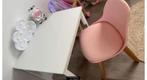 Kindertafeltje met Scandinavisch stoeltje (wit/roze/hout), Ophalen, Gebruikt, Tafel(s) en Stoel(en)