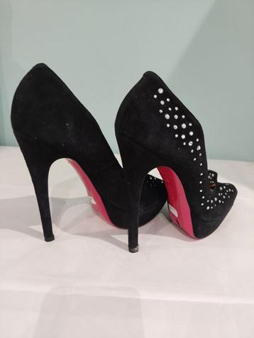 590C* Luciano Padovan-sexy zwarte lederen schoenen (40) beschikbaar voor biedingen