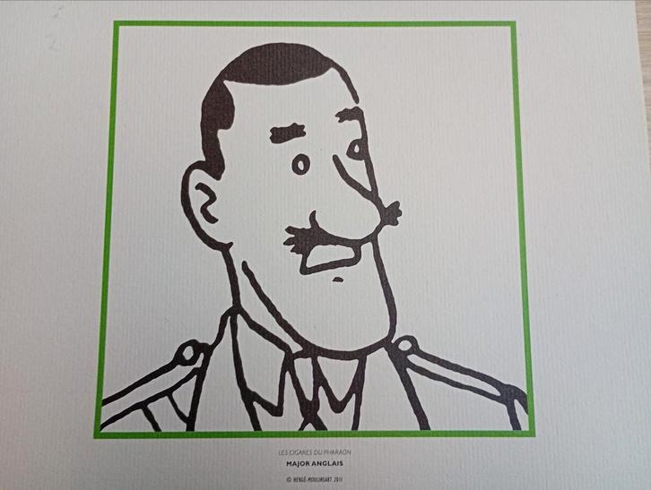 Majoor anglais uit de Kuifje strips zeldzame ex libris, Verzamelen, Stripfiguren, Zo goed als nieuw, Plaatje, Poster of Sticker