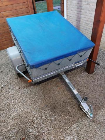 Te koop aanhangwagen met blauwe bache, Enlèvement, Utilisé