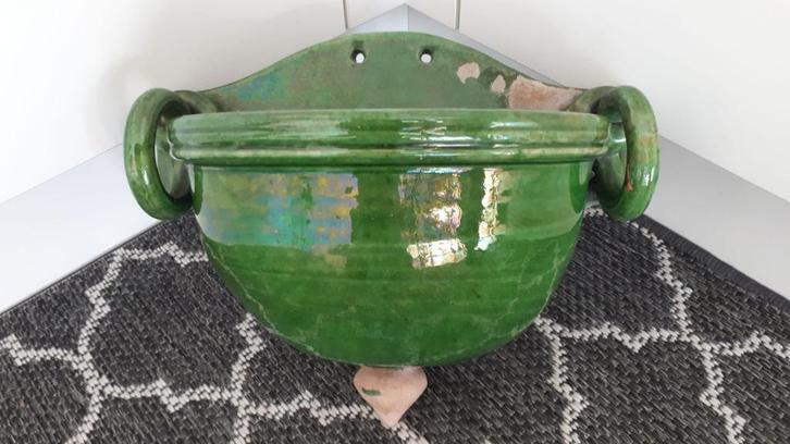 Vintage jardiniere/plantenhanger/hangbloempot Frankrijk BIOT, Antiek en Kunst, Curiosa en Brocante, Ophalen of Verzenden
