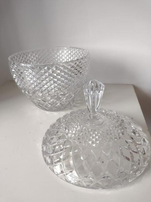 Punchbowl / grote kom met deksel in kristal, Antiek en Kunst, Antiek | Glaswerk en Kristal, Ophalen