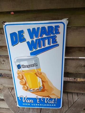 Mooi Emaille bord Hoegaarden de ware witte  beschikbaar voor biedingen