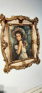 Prachtige lijst, Vintage kind met katje, Antiek en Kunst, Ophalen of Verzenden