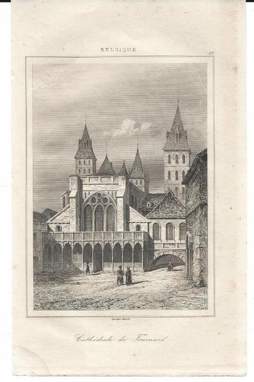 1844 - Tournai - la cathédrale, Antiquités & Art, Art | Eaux-fortes & Gravures, Enlèvement ou Envoi
