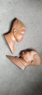 Houten snijwerk koppel hoofden Congolees Afrikaans, Antiek en Kunst, Ophalen of Verzenden