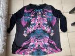 Leuke zwart met paarse blouse - maat 2XL, Kleding | Dames, Grote Maten, Ophalen of Verzenden, Zwart