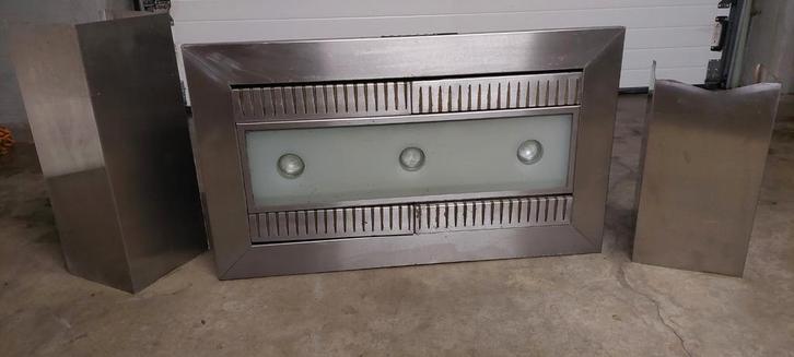 Hotte aspirante ATAG design en inox/verre + cheminées — comp, Electroménager, Hottes, Utilisé, Encastré, Enlèvement