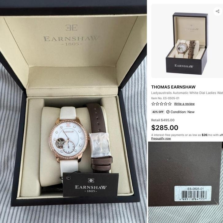 Thomas Earnshaw automatische dameshorloge NIEUW!, Handtassen en Accessoires, Horloges | Dames, Nieuw, Polshorloge, Overige merken