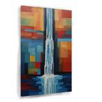Waterval in Paul Klee stijl Glasschilderij 100x150cm + Ophan, Nieuw, Verzenden