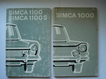 Simca 1100 1100 S 1000 Lot van 2 Instructieboekjes 1974 beschikbaar voor biedingen