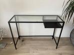 Bureautafel van antraciet glas en ijzer, Ophalen, Zo goed als nieuw