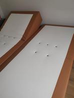Boxspring cognac kleur lederlook, Huis en Inrichting, Slaapkamer | Boxsprings, Ophalen, Bruin, Gebruikt, Tweepersoons