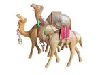Vintage houten handgesneden ezel en drie kamelen., Antiek en Kunst, Ophalen of Verzenden