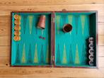 Retro Backgammon game in houten valies, Collections, Rétro, Autres types, Enlèvement