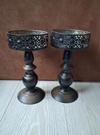 2 porte-bougies en bronze pour bougies piliers, Moins de 25 cm, Brun, Utilisé, Métal