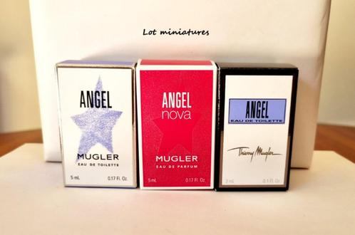 Kavel van 3 nieuwe parfumminiaturen Angel Thierry Mugler, Verzamelen, Parfumverzamelingen, Nieuw, Miniatuur, Gevuld, Verzenden
