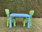 Blauwe tafel en 2 groene stoelen IKEA Mammut, Kinderen en Baby's, Ophalen, Gebruikt