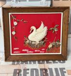 Mooi 3D vintage Zwaan kunstwerk art kunst in houten lijst, Huis en Inrichting, Woonaccessoires | Wanddecoraties, Ophalen of Verzenden