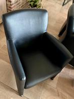6 eetkamerstoelen - zwart - leet, Huis en Inrichting, Stoelen, Ophalen, Zwart, Leer, Zo goed als nieuw