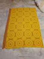 Retro vintage sprei foulard geel eenzijdige franje 194/130, Ophalen of Verzenden, Gebruikt