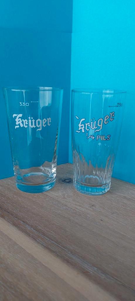2 st oude Krüger , 1 met facetten geslepen, Verzamelen, Biermerken, Zo goed als nieuw, Glas of Glazen, Overige merken, Ophalen of Verzenden