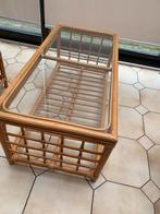 Salon tafel Rotan. 1 m op 50 cm, Huis en Inrichting, Tafels | Salontafels, Ophalen, Zo goed als nieuw, Glas