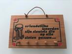 Retro houten kapstok voor sleutels met spreuk, Ophalen of Verzenden
