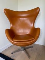 Egg Chair Cognac Leer, Huis en Inrichting, Minder dan 150 cm, Leer, Eenpersoons, 75 tot 100 cm