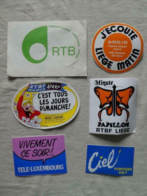 Lot de 5 autocollants publicitaires vintages radio-TV belge, Collections, Marques & Objets publicitaires, Enlèvement ou Envoi