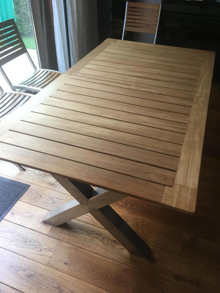 Meubelset teakhout en roestvrij staal - Model 'Milano' DLF, Huis en Inrichting, Complete inboedels, Ophalen