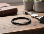 Bracelet homme en cuir véritable, Handtassen en Accessoires, Armbanden, Verzenden, Nieuw, Zwart, Leer