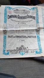 Aandeelbewijs voor uitbouw Belgisch Congo, Verzamelen, Ophalen of Verzenden