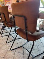 6x Cognac/zwart micro leder industrial stoel, Huis en Inrichting, Ophalen, Bruin, Leer, Zo goed als nieuw