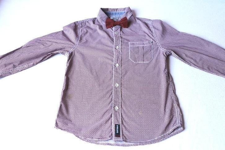 Bordeau hemd met strik - Jbc - maat 134/140, Kinderen en Baby's, Kinderkleding | Maat 134, Gebruikt, Jongen, Overhemd of Blouse