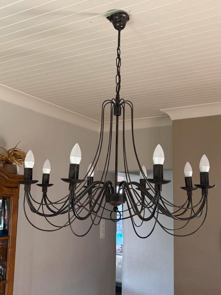 Landelijk romantische luster roestbruin, Maison & Meubles, Lampes | Lustres, Comme neuf, Métal, Enlèvement