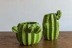Lot de 2 pots à cactus en céramique, Enlèvement ou Envoi, Moins de 25 cm, Rond, Comme neuf