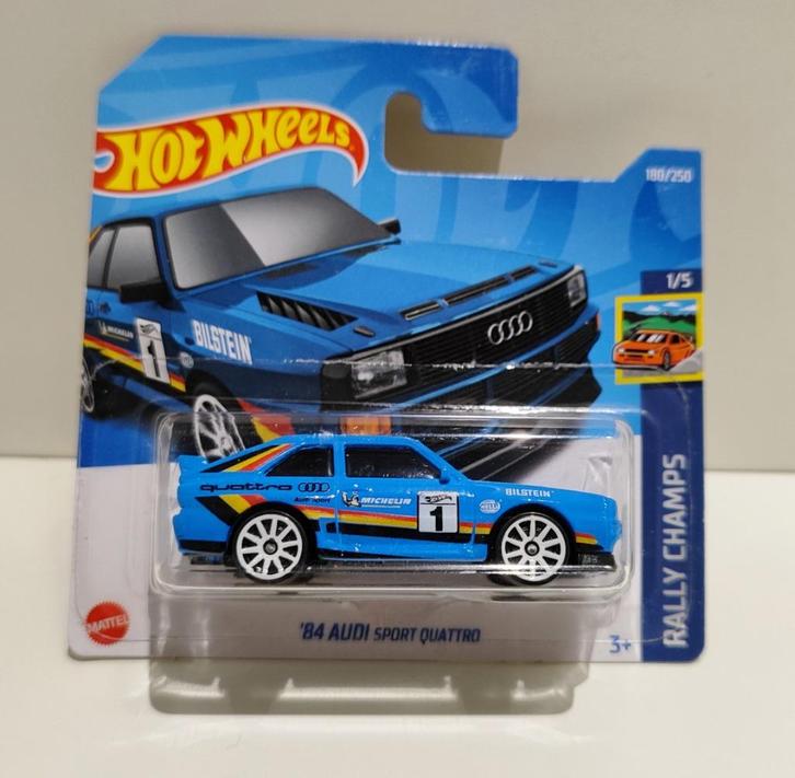 Hot Wheels '84 Audi Sport Quattro Rally Blauw (2022), Hobby en Vrije tijd, Modelauto's | Overige schalen, Ophalen of Verzenden
