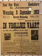 Retro affiche van een kabaretavond in Koekelare 1953, Verzamelen, Posters, Ophalen of Verzenden