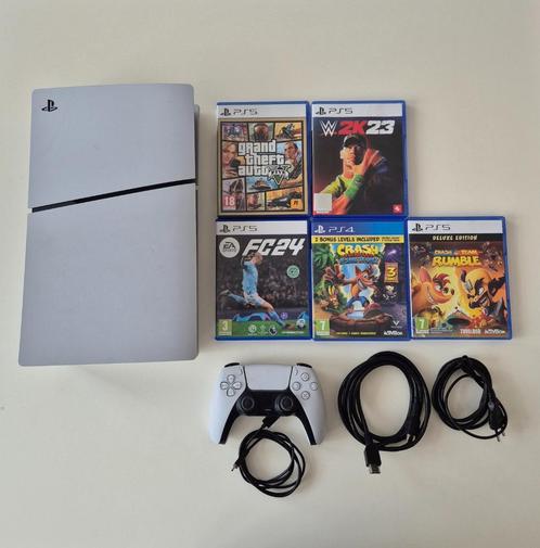 PlayStation 5 in perfecte staat + 1 controller + 5 games, Games en Spelcomputers, Spelcomputers | Sony PlayStation 5, Zo goed als nieuw