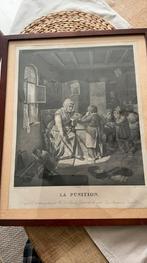 Lithografie ‘La Punition’ - zeer oud., Antiek en Kunst, Kunst | Litho's en Zeefdrukken, Ophalen