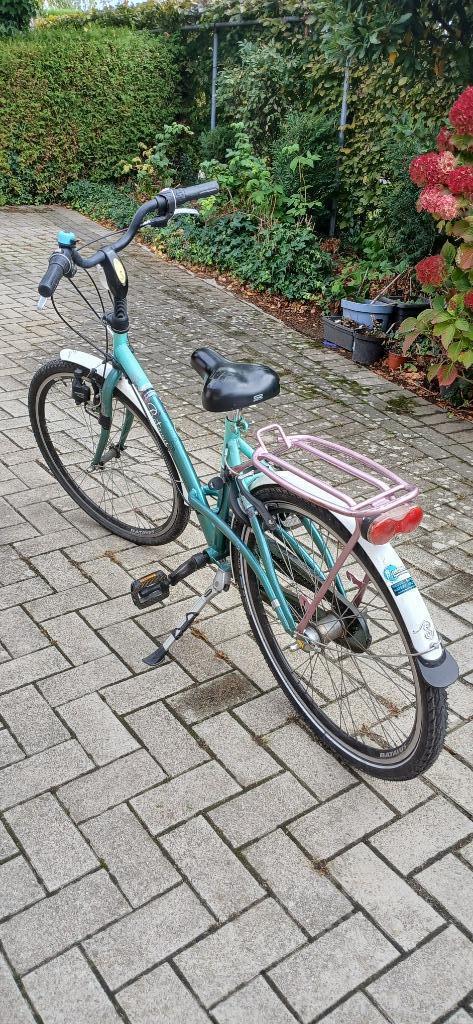 Meisjesfiets appelblauw zeegroen, Fietsen en Brommers, Fietsen | Meisjes, Gebruikt, 26 inch of meer, Handrem, Versnellingen, Ophalen